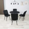 Royal Marmar Black Wooden Round Dining Set