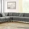 Winforce OEM Velvet Luxury L shape Chesterfield Sofa Couch Living Room Furniture Sectional Sofa Set Elegant Tufted Corner Sofa